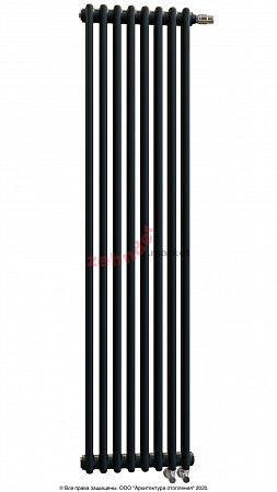 Вертикальный радиатор Zehnder Charleston Completto 2180/08 V001 1/2 RAL 9217 matt Чёрный нижнее подключение (с кронштейнами CVD1+BH)