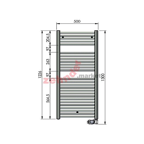Электрический полотенцесушитель Zehnder Aura PBECZ-120-050/MQ Chrome/патрон Musa Chrome