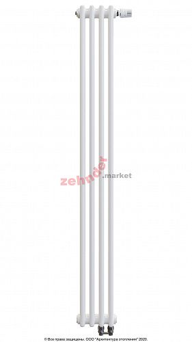 Вертикальный радиатор Zehnder Charleston Completto 2180/04 V001 1/2 RAL 9016 нижнее подключение (с кронштейнами CVD1+BH)
