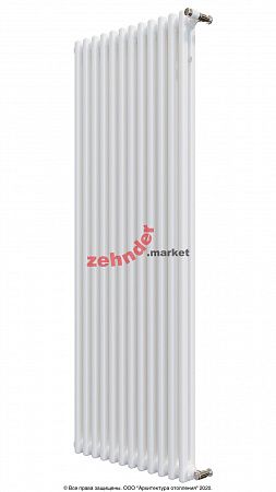 Вертикальный радиатор Zehnder Charleston 2180/12 1270 1/2 RAL 9016 боковое подключение (с кронштейнами CVD1+BH)