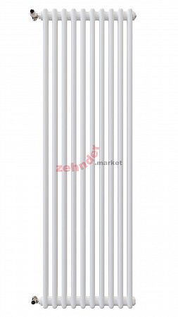 Вертикальный радиатор Zehnder Charleston 2200/10 1270 1/2 RAL 9016 боковое подключение (с кронштейнами SMB2T)