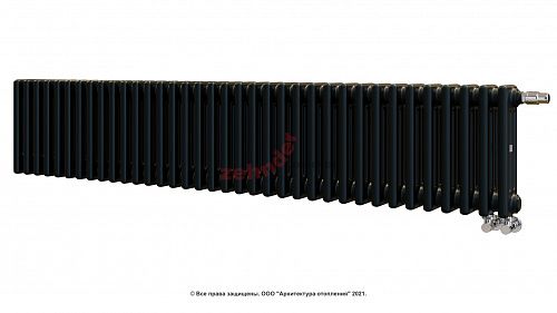 Радиатор Zehnder Charleston Completto 3030/36 V001 1/2 RAL 9217 matt цвет Черный нижнее подключение