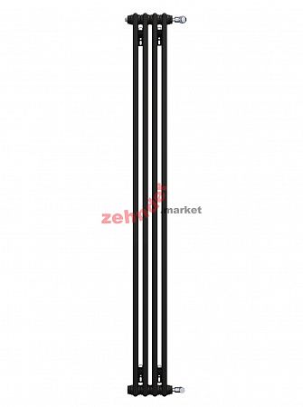 Вертикальный радиатор Zehnder Charleston 2180/04 1270 1/2 RAL 9217 matt цвет Чёрный боковое подключение (с кронштейнами CVD1+BH)