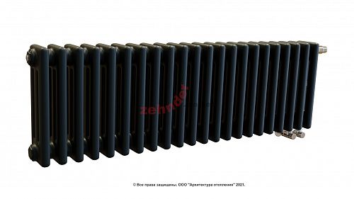 Радиатор Zehnder Charleston Completto 3030/22 V001 1/2 RAL 9217 matt цвет Черный нижнее подключение