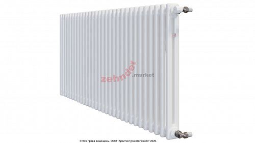Радиатор Zehnder Charleston 2056/30 1270 3/4 RAL 9016 боковое подключение