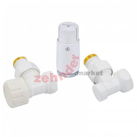 Комплект Schlosser DN15 GZ1/2 x GW1/2 угловой с термостатом Мини M30x1,5 цвет Белый (602200056)