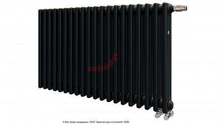 Радиатор Zehnder Charleston Completto 3057/20 V001 1/2 RAL 9217 matt цвет Черный нижнее подключение