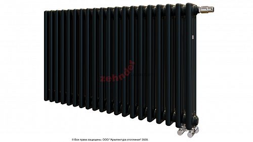 Радиатор Zehnder Charleston Completto 3057/20 V001 1/2 RAL 9217 matt цвет Черный нижнее подключение