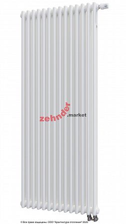 Вертикальный радиатор Zehnder Charleston Completto 2180/14 V001 1/2 RAL 9016 нижнее подключение (с кронштейнами CVD1+BH)