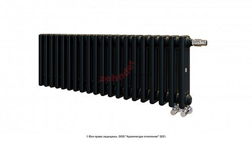 Радиатор Zehnder Charleston Completto 3030/20 V001 1/2 RAL 9217 matt цвет Черный нижнее подключение