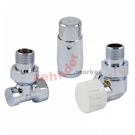 Комплект Schlosser DN15 GZ1/2 x GW1/2 трехосевой правый с термостатом Мини M30x1,5 цвет Хром (602200068)