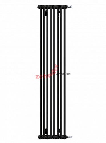 Вертикальный радиатор Zehnder Charleston 2180/08 1270 1/2 RAL 9217 matt цвет Чёрный боковое подключение (с кронштейнами CVD1+BH)