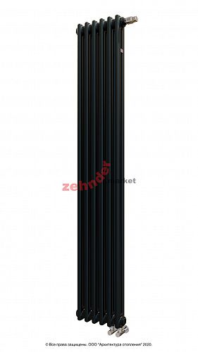 Вертикальный радиатор Zehnder Charleston Completto 2180/06 V001 1/2 RAL 9217 matt Чёрный нижнее подключение
