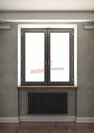 Радиатор Zehnder Charleston 3057/22 1270 3/4 RAL 9217 matt Чёрный боковое подключение