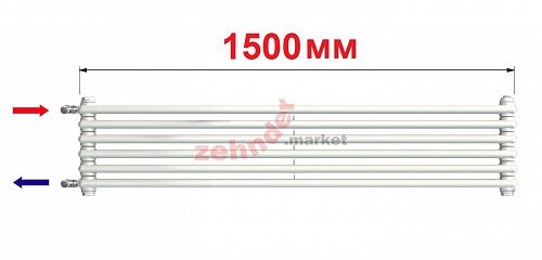 Радиатор Zehnder Charleston Turned T2150/6 N1280 RAL 9016