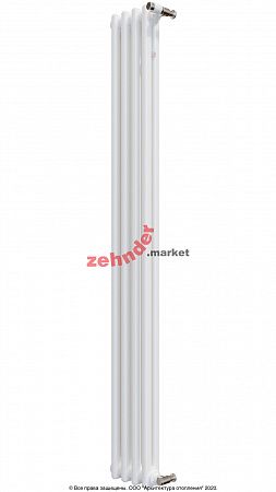Вертикальный радиатор Zehnder Charleston 2180/04 1270 1/2 RAL 9016 боковое подключение (с кронштейнами CVD1+BH)