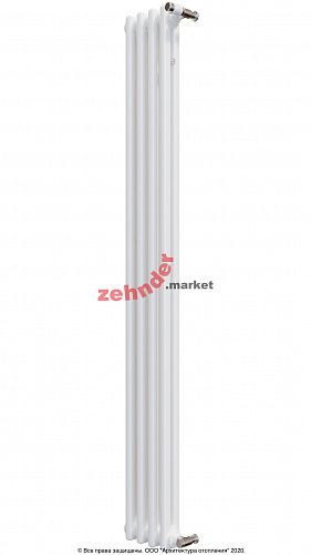 Вертикальный радиатор Zehnder Charleston 2180/04 1270 1/2 RAL 9016 боковое подключение (с кронштейнами CVD1+BH)