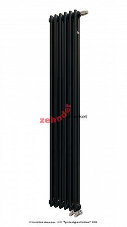 Вертикальный радиатор Zehnder Charleston Completto 2180/06 V001 1/2 RAL 9217 matt Чёрный нижнее подключение (с кронштейнами CVD1+BH)