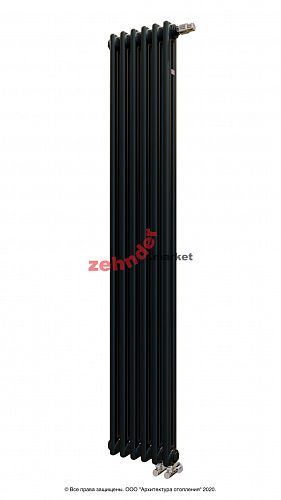 Вертикальный радиатор Zehnder Charleston Completto 2180/06 V001 1/2 RAL 9217 matt Чёрный нижнее подключение (с кронштейнами CVD1+BH)