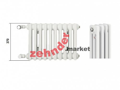 Радиатор Zehnder Charleston 3037/28 1270 3/4 RAL 9016 боковое подключение