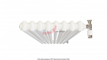 Вертикальный радиатор Zehnder Charleston 2180/08 1270 1/2 RAL 9016 боковое подключение (с кронштейнами CVD1+BH)