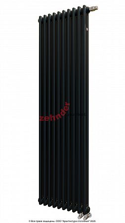 Вертикальный радиатор Zehnder Charleston Completto 2180/10 V001 1/2 RAL 9217 matt Чёрный нижнее подключение