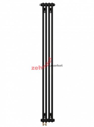 Вертикальный радиатор Zehnder Charleston Completto 2180/04 V001 1/2 RAL 9217 matt Чёрный нижнее подключение (с кронштейнами CVD1+BH)