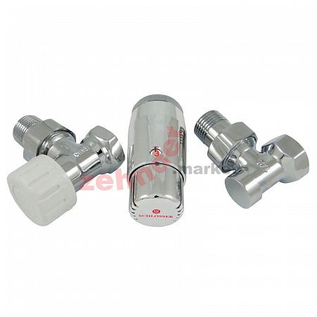 Комплект Schlosser DN15 GZ1/2 x GW1/2 угловой с термостатом Мини M30x1,5 цвет Хром (602200060)