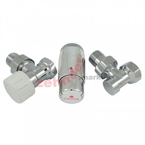 Комплект Schlosser DN15 GZ1/2 x GW1/2 угловой с термостатом Мини M30x1,5 цвет Хром (602200060)