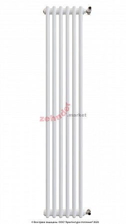Вертикальный радиатор Zehnder Charleston 2180/06 1270 1/2 RAL 9016 боковое подключение (с кронштейнами CVD1+BH)