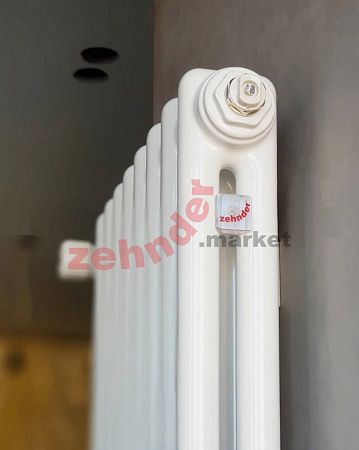 Вертикальный радиатор Zehnder Charleston 2180/12 1270 1/2 RAL 9016 боковое подключение (с кронштейнами CVD1+BH)
