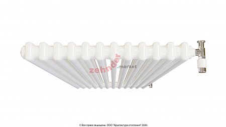 Вертикальный радиатор Zehnder Charleston 2180/12 1270 1/2 RAL 9016 боковое подключение (с кронштейнами CVD1+BH)