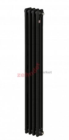 Вертикальный радиатор Zehnder Charleston 3180/04 1270 3/4 RAL 9217 matt Чёрный боковое подключение
