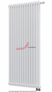 Вертикальный радиатор Zehnder Charleston Completto 2180/14 V001 1/2 RAL 9016 нижнее подключение