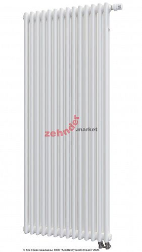 Вертикальный радиатор Zehnder Charleston Completto 2180/14 V001 1/2 RAL 9016 нижнее подключение