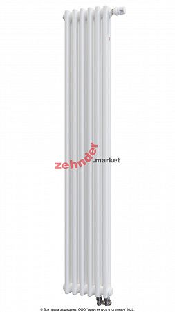 Вертикальный радиатор Zehnder Charleston Completto 2180/06 V001 1/2 RAL 9016 нижнее подключение (с кронштейнами CVD1+BH)