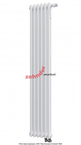 Вертикальный радиатор Zehnder Charleston Completto 2180/06 V001 1/2 RAL 9016 нижнее подключение (с кронштейнами CVD1+BH)