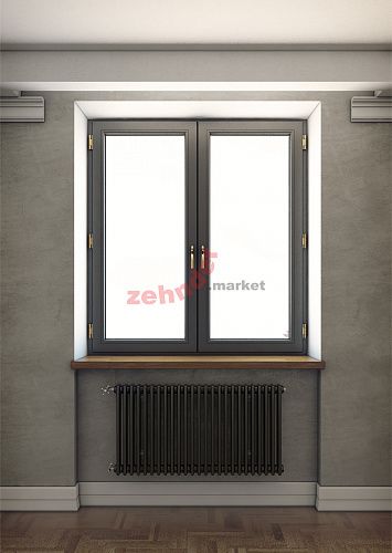 Радиатор Zehnder Charleston 3057/26 1270 3/4 RAL 9217 matt Чёрный боковое подключение