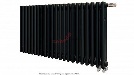 Радиатор Zehnder Charleston Completto 3057/22 V001 1/2 RAL 9217 matt цвет Черный нижнее подключение