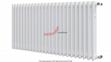 Радиатор Zehnder Charleston CH 3050/24 1270 1/2 RAL 9016 боковое подключение (с кронштейнами CVD1+BH)