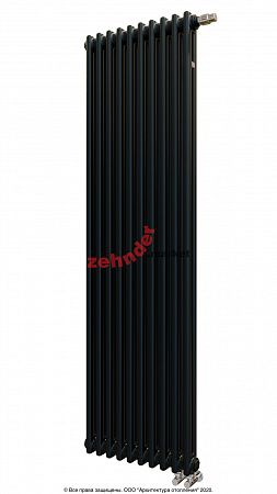 Вертикальный радиатор Zehnder Charleston Completto 2180/10 V001 1/2 RAL 9217 matt Чёрный нижнее подключение (с кронштейнами CVD1+BH)