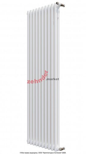 Вертикальный радиатор Zehnder Charleston 2180/10 1270 3/4 RAL 9016 боковое подключение