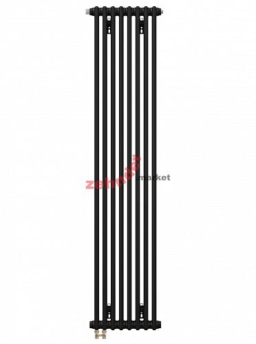Вертикальный радиатор Zehnder Charleston Completto 2180/08 V001 1/2 RAL 9217 matt Чёрный нижнее подключение