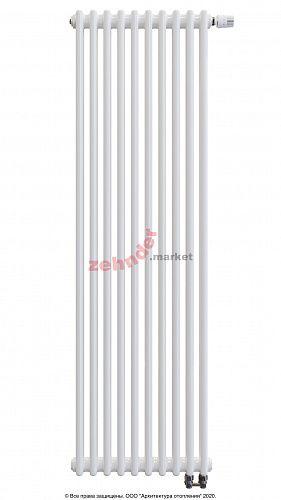 Вертикальный радиатор Zehnder Charleston Completto 2180/10 V001 1/2 RAL 9016 нижнее подключение