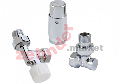 Комплект Schlosser DN15 GZ1/2 x GW1/2 аксиальный с термостатом Мини M30x1,5 цвет Хром (602200127)