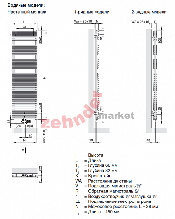 Полотенцесушитель Zehnder Forma Spa LF-180-075-05 RAL 9016 белый